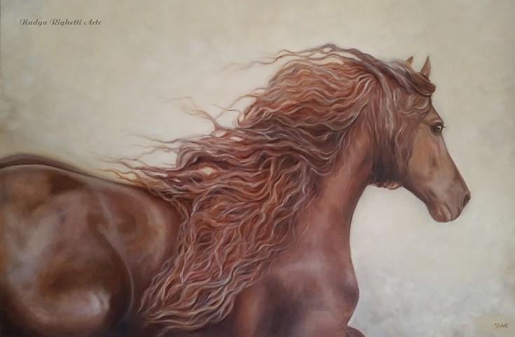 Pintura em tela cavalo FREDERIK THE GREAT cavalo friesian RIGHETTI ARTE 